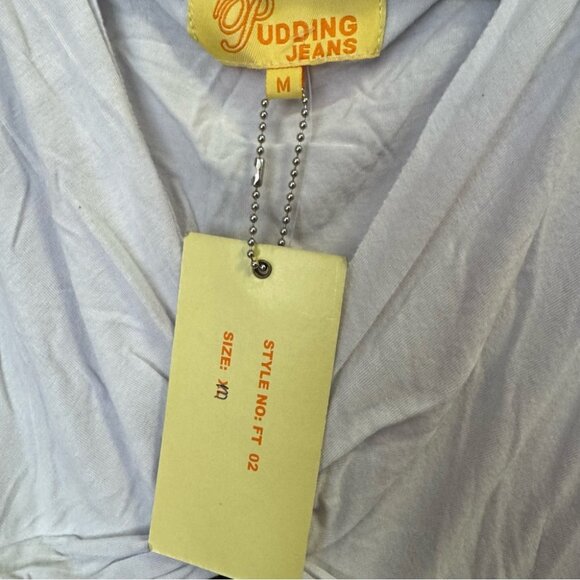 Pudding jeans tank top tie belt ribbon π black white y2k deadstock brand newπ - Picture 10 of 10